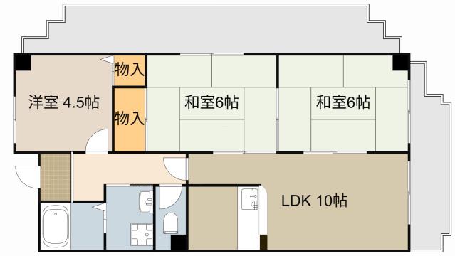 コーポ小林(3LDK/6階)の間取り写真