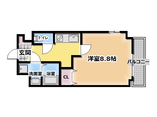 グランツ寝屋川(1K/3階)の間取り写真
