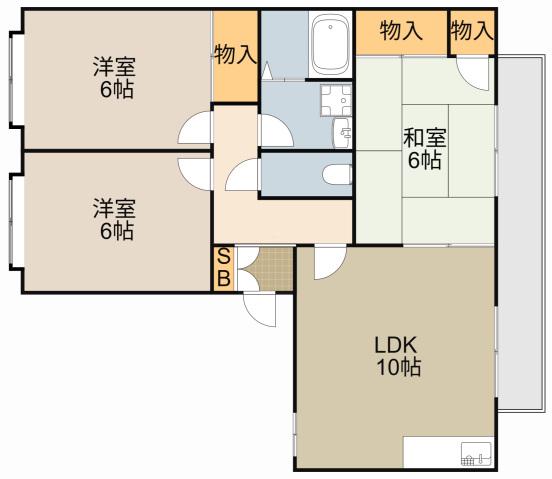 メゾン新家A棟(3LDK/1階)の間取り写真