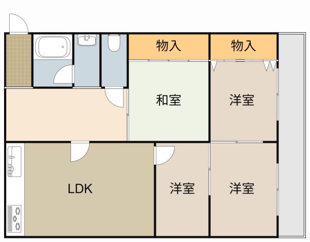 五味マンション北(4LDK/3階)の間取り写真