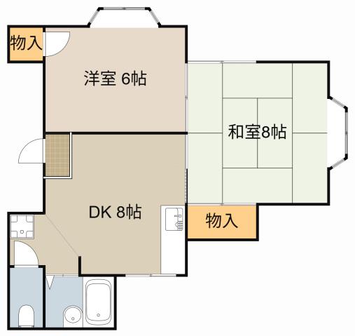 ハイツオクムラ(2DK/2階)の間取り写真