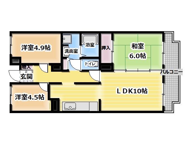 グリーンヴィラ御領(3LDK/1階)の間取り写真
