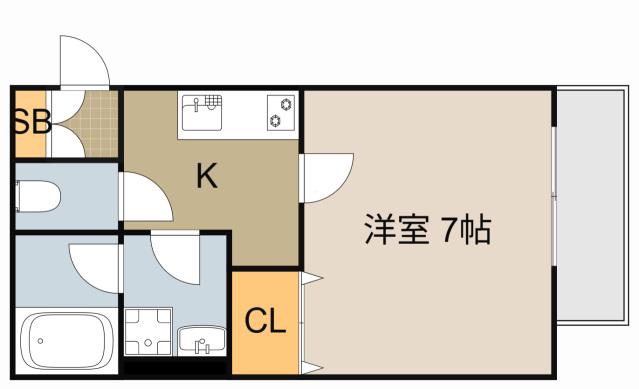 INOVE寝屋川大利元町(1K/1階)の間取り写真