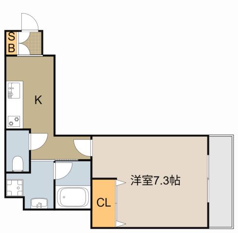 INOVE寝屋川大利元町(1K/2階)の間取り写真