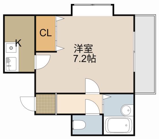 オークグレイス香里園(1K/2階)の間取り写真