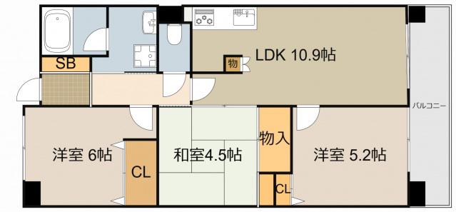 KDXレジデンス守口(3LDK/2階)の間取り写真
