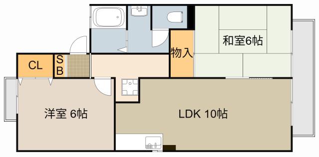 エスポワール21 B棟(2LDK/1階)の間取り写真