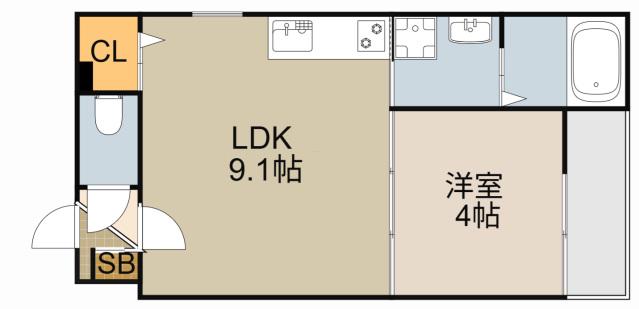 LIX大和田駅前(1LDK/3階)の間取り写真
