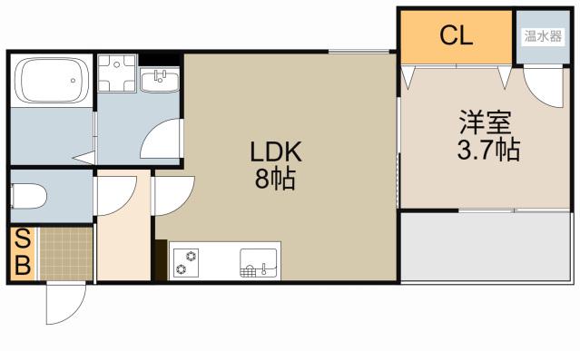 BADGE KIDA(1LDK/3階)の間取り写真