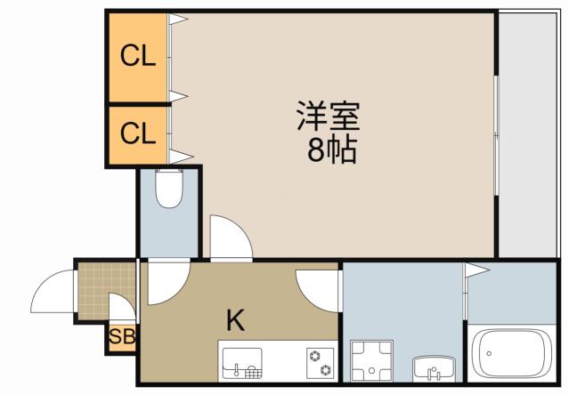 ドムス寝屋川(1K/2階)の間取り写真