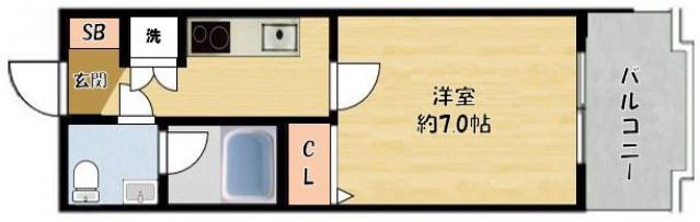グレーシィ門真(1K/7階)の間取り写真