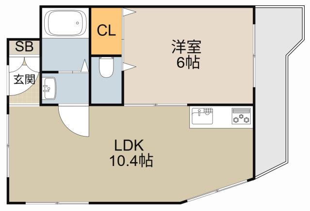 グランドハイツ2号館(1LDK/1階)の間取り写真