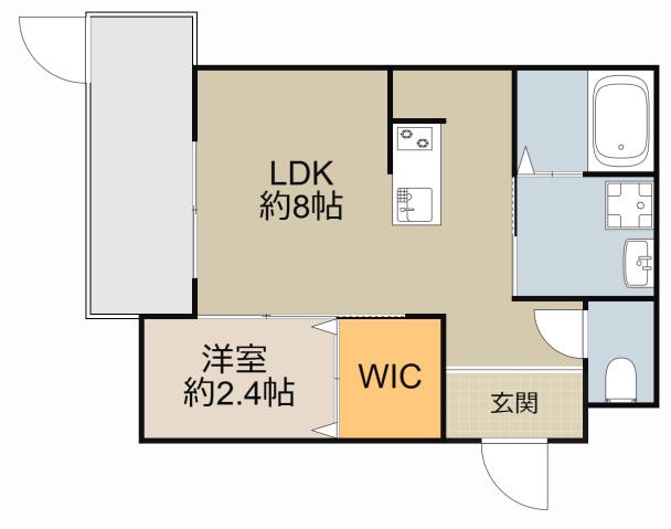 リアフラッツ香里園ノース(1LDK/1階)の間取り写真