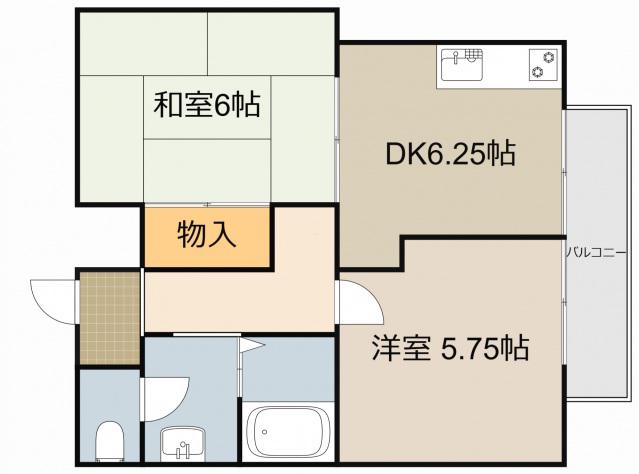シャンテ渡辺(2DK/2階)の間取り写真