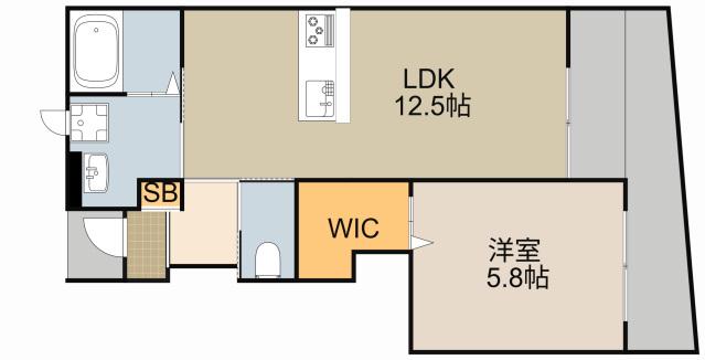 ブルジョン(1LDK/1階)の間取り写真