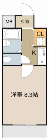 パインヒルⅡ(1K/6階)の間取り写真