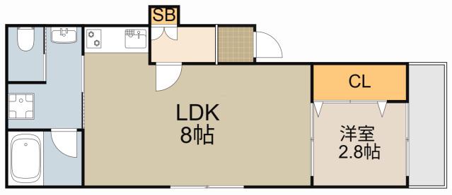 CHATON日新町(1LDK/3階)の間取り写真