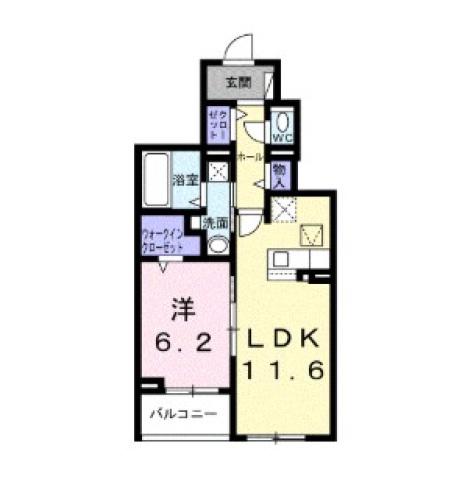ソレアード コート(1LDK/1階)の間取り写真