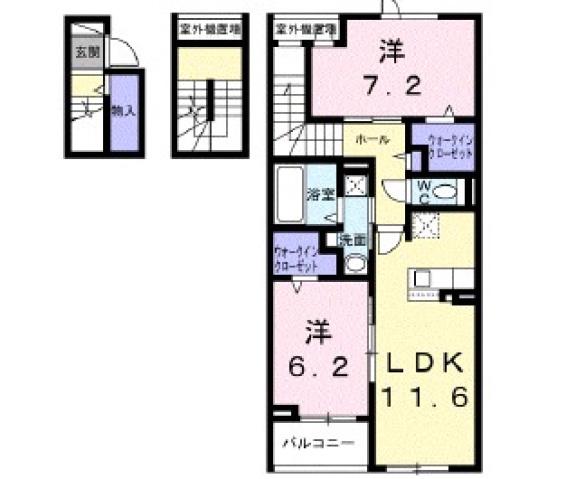 ソレアード コート(2LDK/3階)の間取り写真