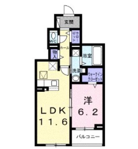 ソレアード コート(1LDK/1階)の間取り写真