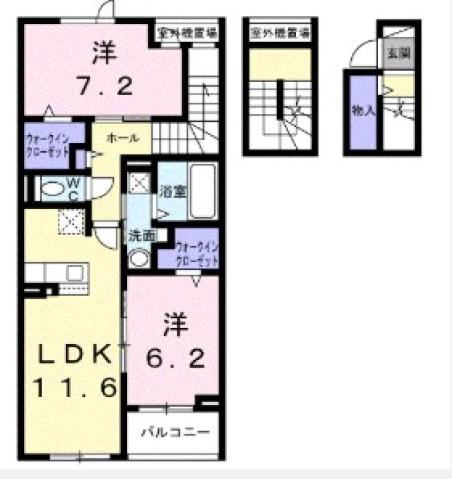 ソレアード コート(2LDK/3階)の間取り写真