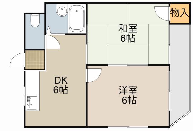 桜園ロイヤルライフ(2DK/3階)の間取り写真