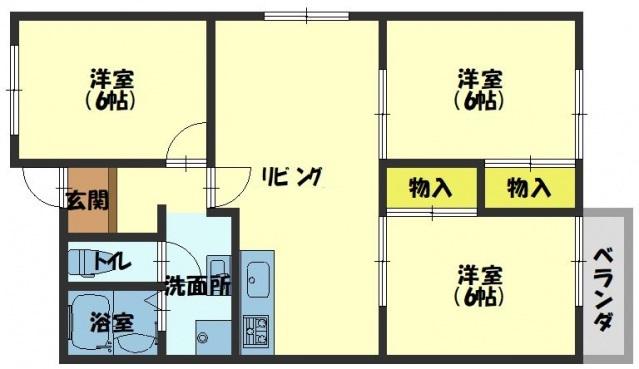 栄コーポ(3LDK/1階)の間取り写真
