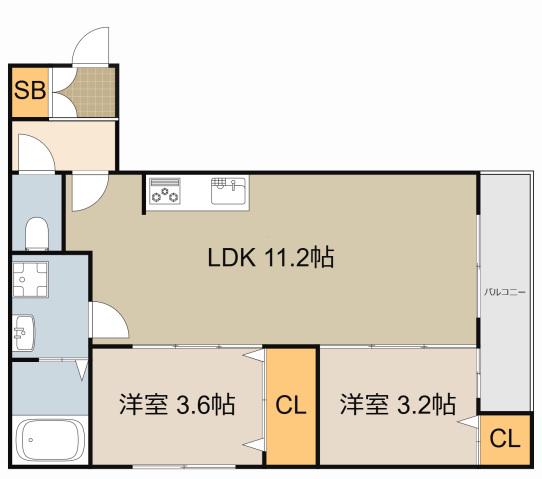 アバンティオ パーチェ(2LDK/1階)の間取り写真