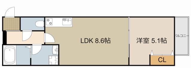 アート門真本町(1LDK/2階)の間取り写真