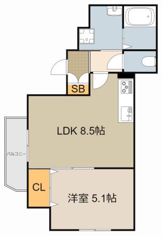 スリール明和Ⅰ(1LDK/2階)の間取り写真