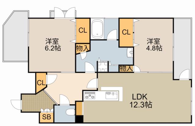 ロザージュコニシ(2LDK/2階)の間取り写真