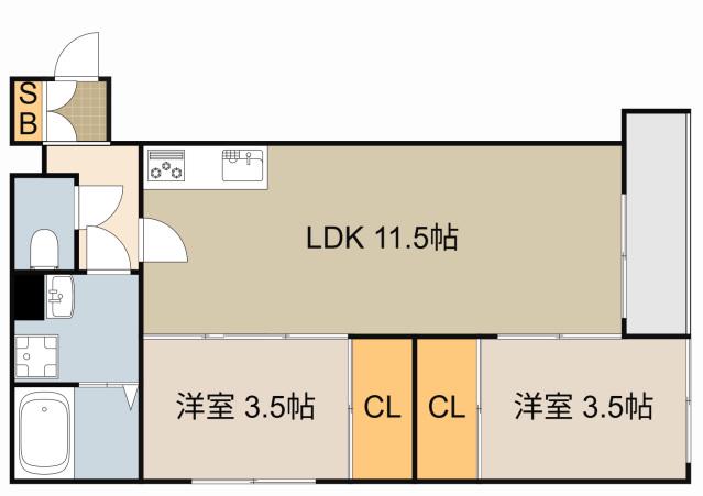 TIO ALBA(2LDK/3階)の間取り写真