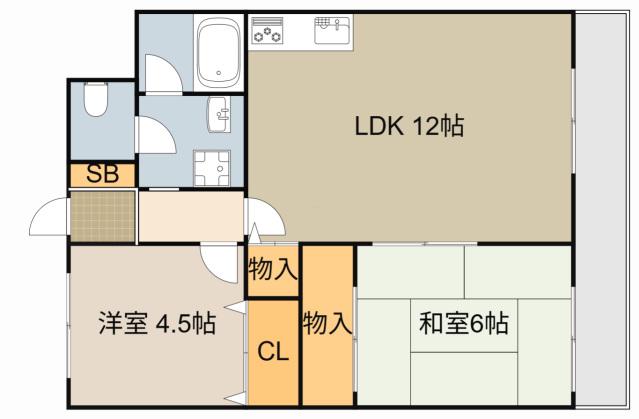 グレイス辻本(2LDK/6階)の間取り写真