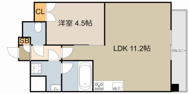ルピナスⅠ(1LDK/6階)の間取り写真