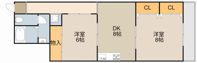 IL SOLE寝屋川西(2DK/2階)の間取り写真