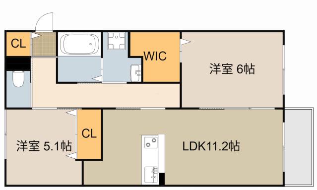 ウィステリア(2LDK/2階)の間取り写真