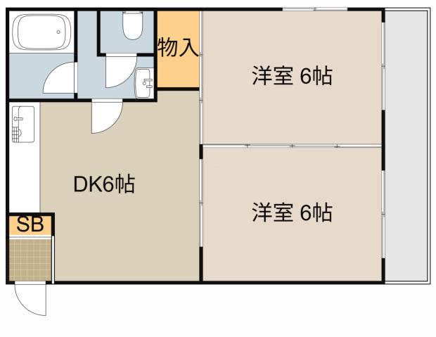 グレイス大日(2DK/4階)の間取り写真