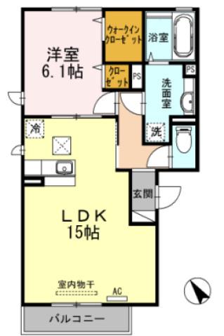 ビュー大久保(1LDK/2階)の間取り写真