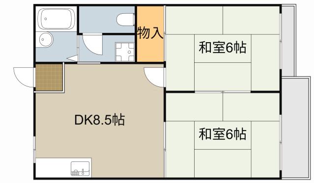 滝本ハイツC棟(2DK/2階)の間取り写真