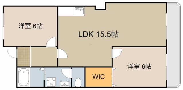 大松グリーンハイツ下馬伏(2LDK/4階)の間取り写真