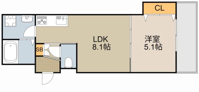 ラモーナ萱島東2(1LDK/2階)の間取り写真