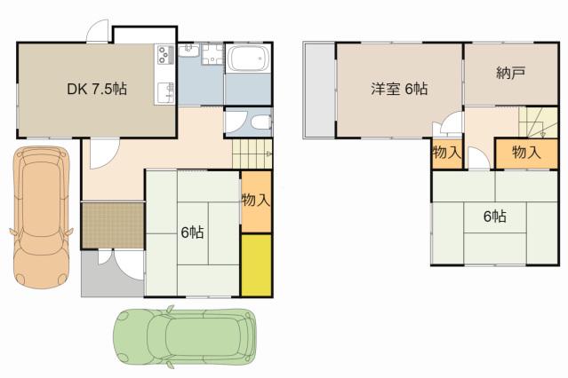 京阪電気鉄道京阪線 大和田駅(大阪) 徒歩7分 2階建 築40年(3SDK)の間取り写真