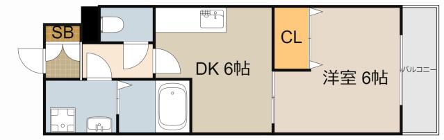 GROOVE大日(1DK/7階)の間取り写真