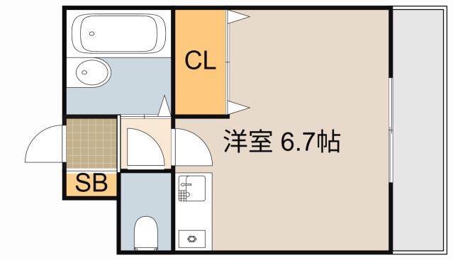 ポポハイツ(ワンルーム/2階)の間取り写真