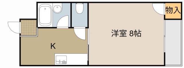 寿ハイツ2(1K/1階)の間取り写真