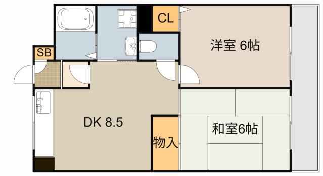 CONFORT SEKI(2DK/4階)の間取り写真