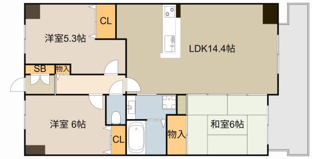 エステムコート香里園(3LDK/7階)の間取り写真