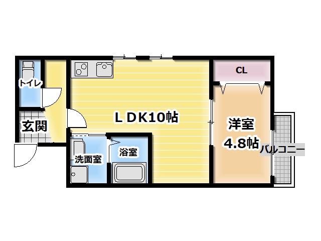 フリーディオ門真Ⅴ(1LDK/4階)の間取り写真