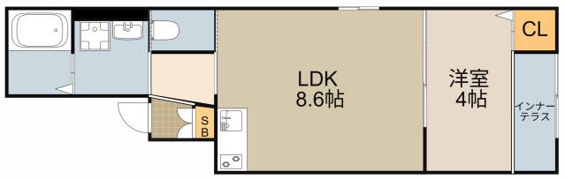 アムールシトラス(1LDK/1階)の間取り写真