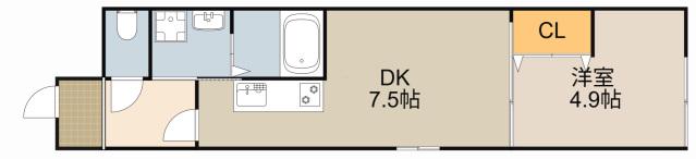 フジパレス萱島信和町1番館(1DK/2階)の間取り写真
